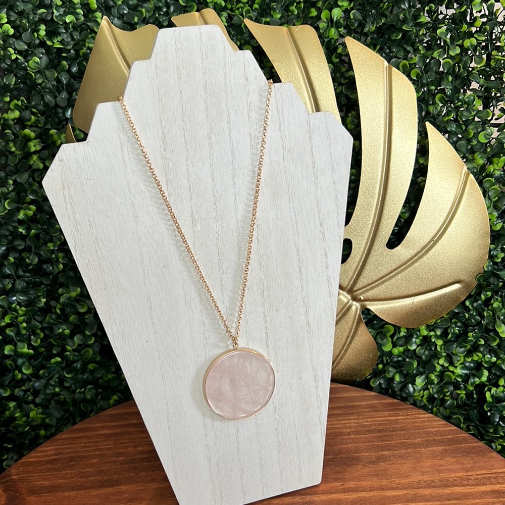 Amazonite Pink Circular Necklace 32”